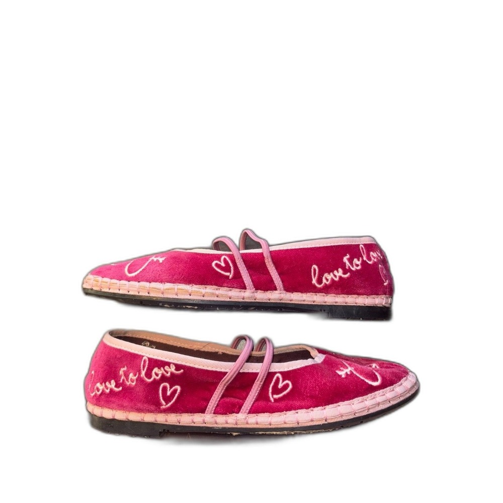 Flabelus Intimately FP Velvet Magenta Flats Sz 7.5 Valentines Romantic feminine - Picture 2 of 11